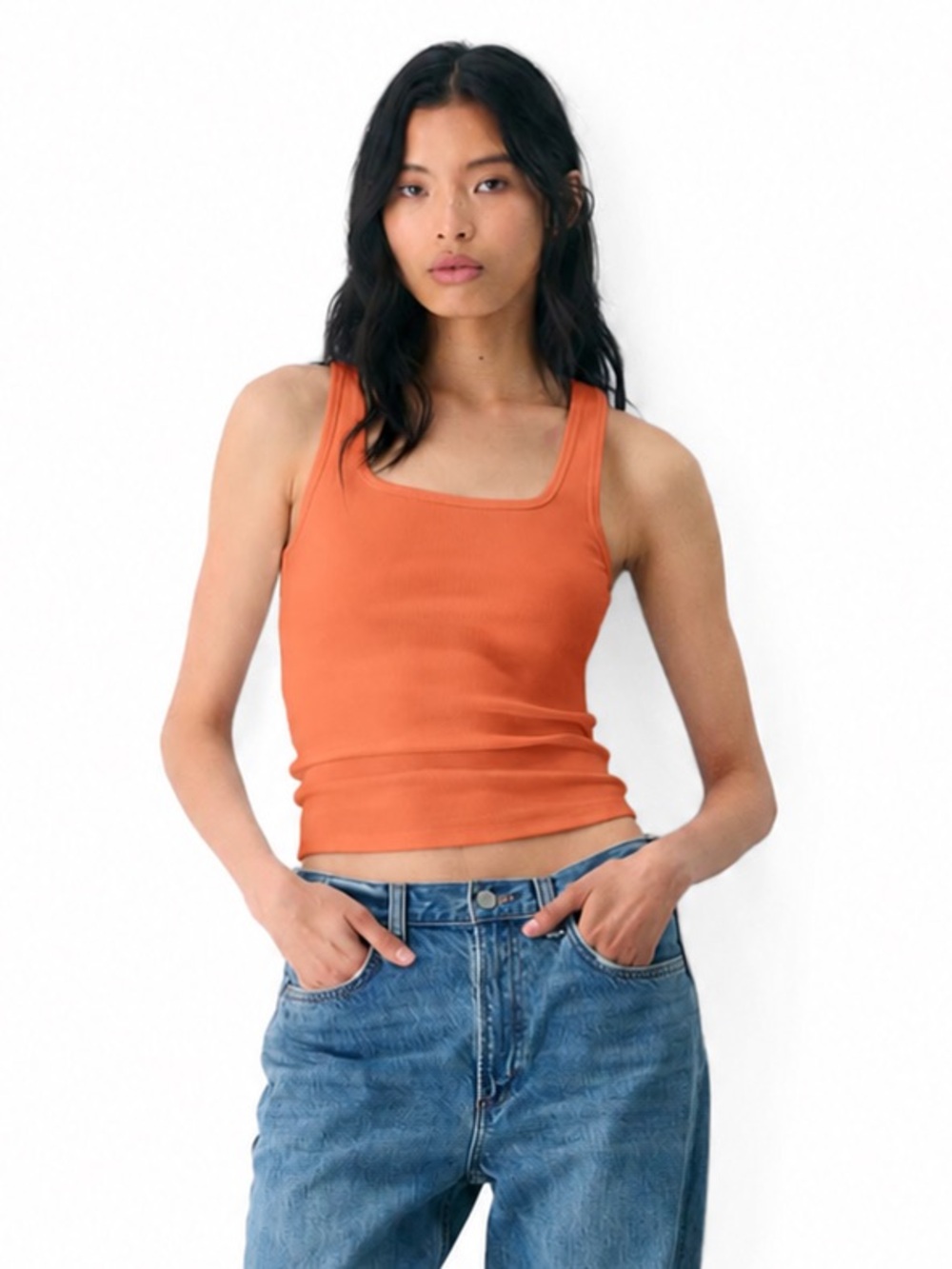 Aritzia TNA Homestretch Rib Frequency Square Neck Tank Top